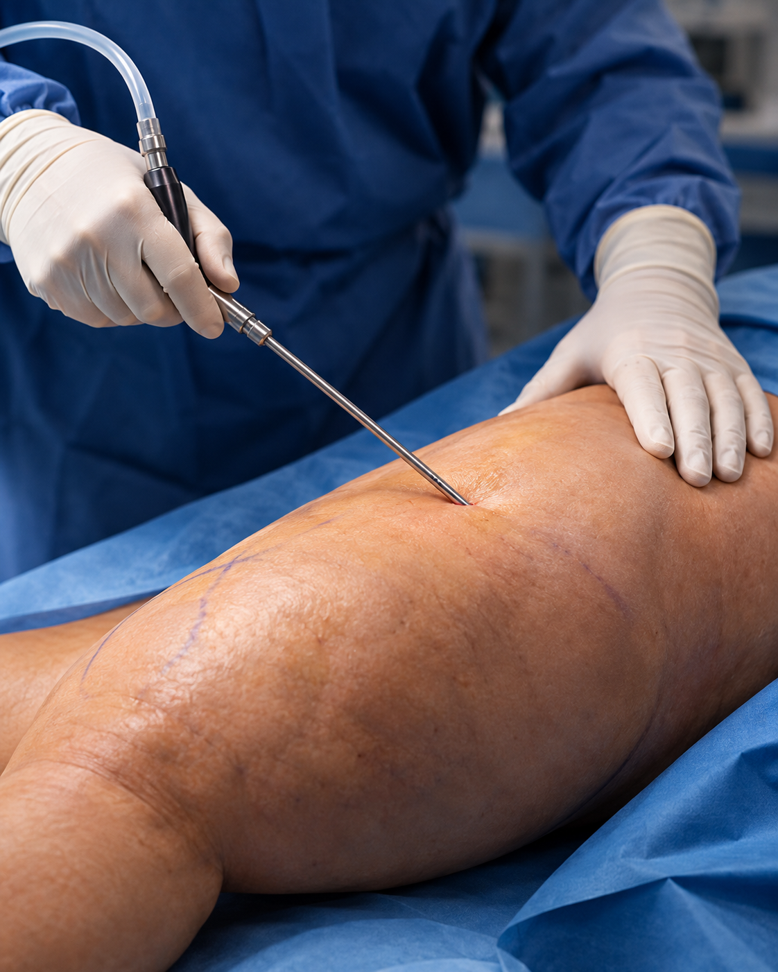 Procedimento cirúrgico de lipoaspiração para lipedema